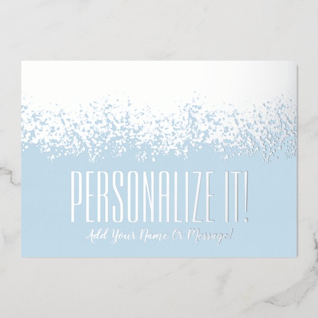 Bleu De Glace Avec Huile D'Argent Glitzy Carte Fro (Recto)