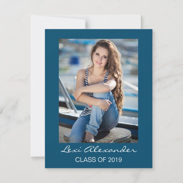 Bleu de la Marine moderne - Invitation photo (Devant)