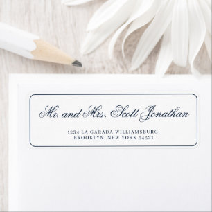 Bleu de marine classique Élégante calligraphie sim