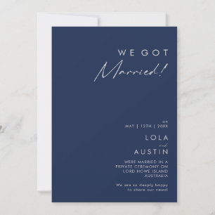 Bleu de marine moderne   Faire-part Silver Elopeme