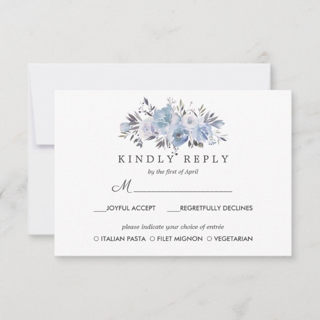 Bleu de rêve | Floral Wedding RSVP MEAL option (Devant)