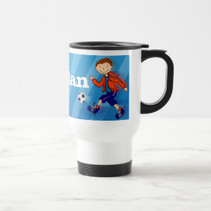 Bleu de tasse de lettre du nom 6 du football du