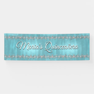 Bleu de turquoise et bannière argentée de