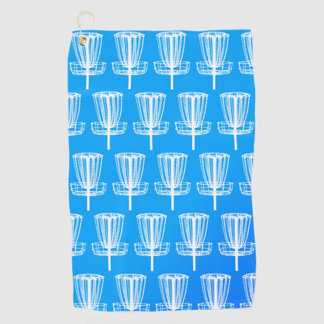 Bleu dégradé disque serviette de golf avec panier (Devant)