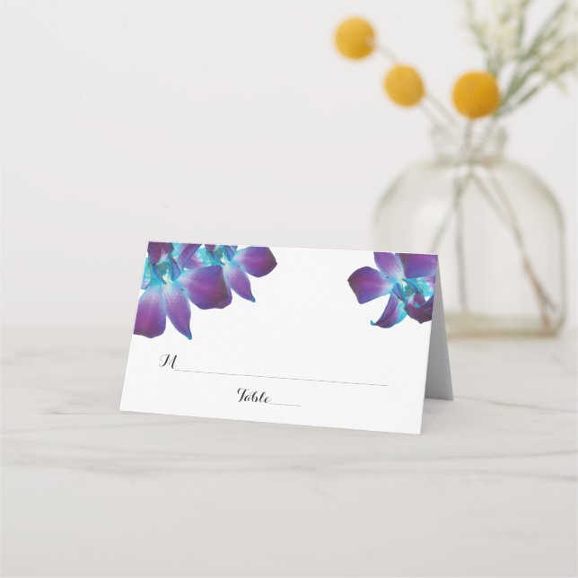 Bleu Dendrobium Orchidée Mariage Plaqué Cartes de  (Devant)