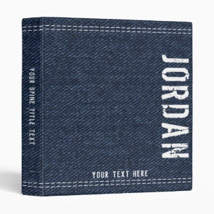Bleu Denim Texture Grunge Nom 3 Bague Classeur