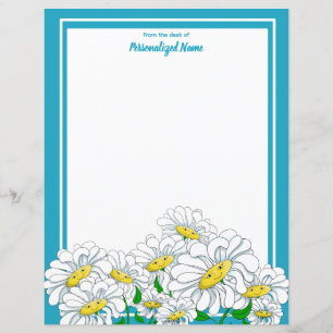 Bleu des marguerites joyeuses - Feuille de papier 
