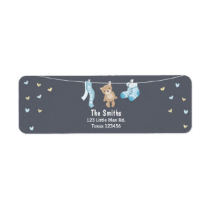 Bleu d'étiquette de adresse de retour d'ours de