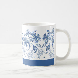 Bleu d'indigo fait sur commande sur la tasse