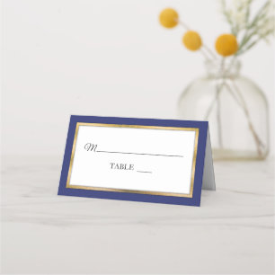 Bleu   Doré   Cartes De Place Blancs Simple Et Élé