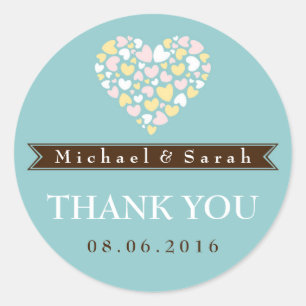 Bleu doux Petits Coeurs Mariage Faveur Sticker