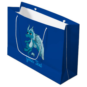 Bleu Dragon Cartoon Grand Sac Cadeau