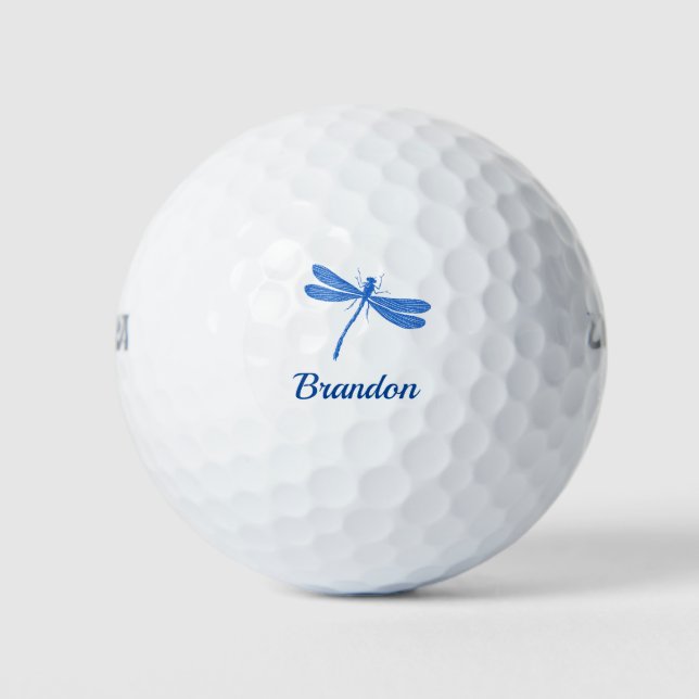 Bleu dragonfly Cute Garçon Nom balles de golf (Devant)