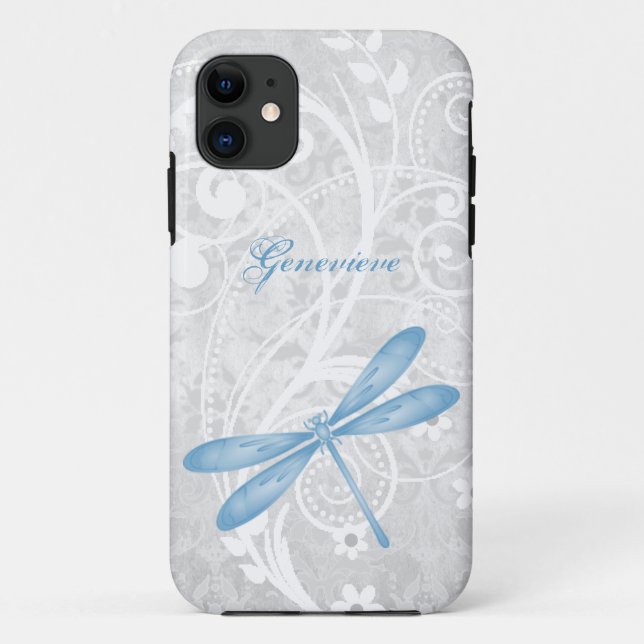 Bleu Dragonfly Personnalisé Coque-Mate coque iphon (Dos)