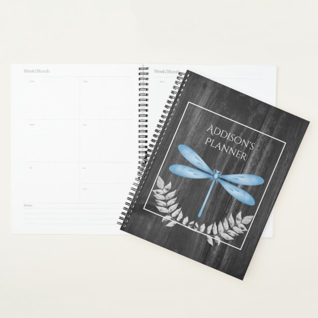 Bleu Dragonfly Russe Planner (Devant avec enveloppe)