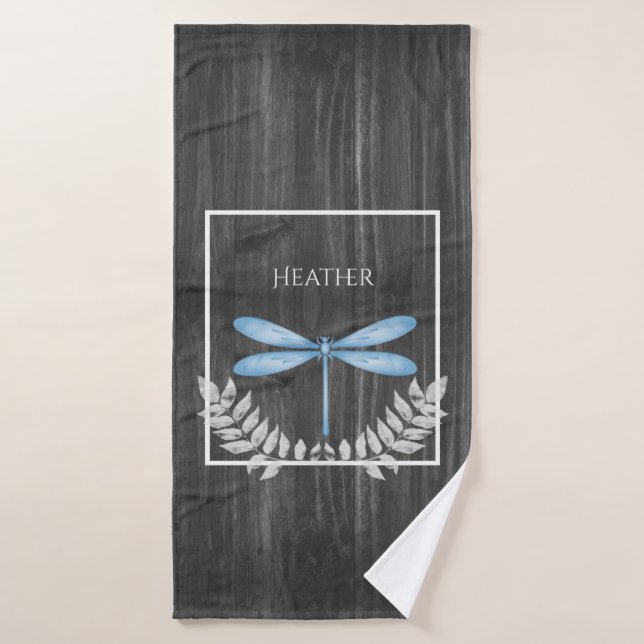 Bleu Dragonfly Rustic Personnalisé Ensemble de ser (Serviette de bain)