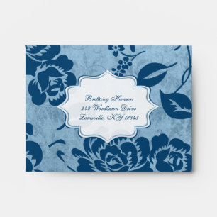 Bleu Duché, Enveloppe florale blanche pour carte R