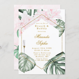 Bleu Dusty et Berry Or Brunch & Bubbly Invitations