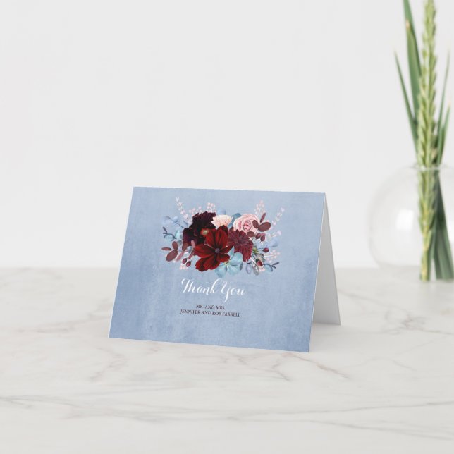 Bleu Dusty et Merci floral Bourgogne (Devant)