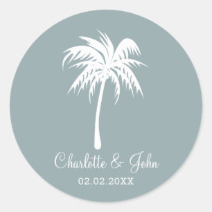 Bleu Dusty Palm Tree Mariage autocollants