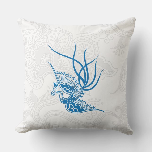 Bleu éblouissant et Coussin à motifs floraux (Recto)