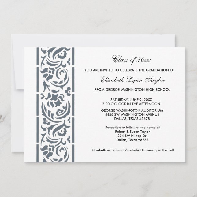 Bleu Edge Graduation Faire-part ou invitation (Devant)