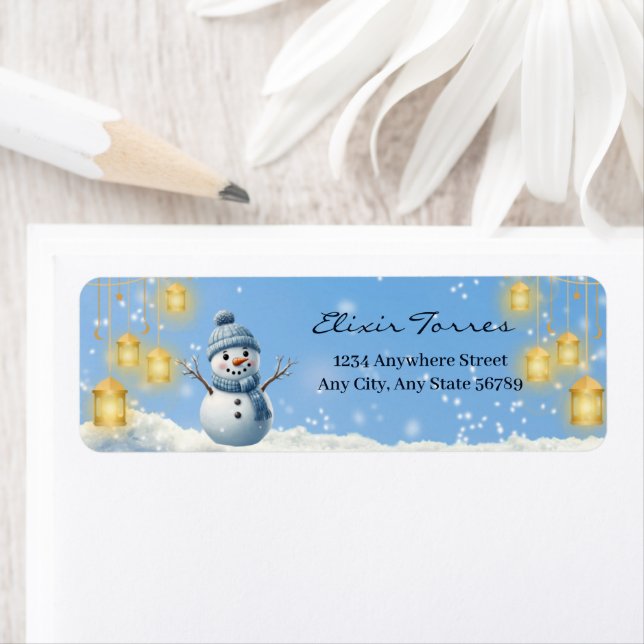 Bleu Elegant Whimsical Winter Snowman Baby shower (En situation)