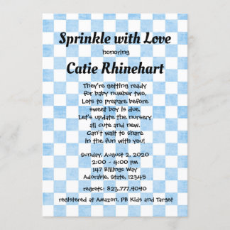 Bleu En vichy Baby Boy Shower Sprinkle Invitation