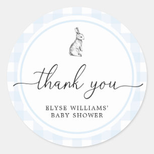 Bleu En vichy Lapin Rabbit Douche Faveur Sticker