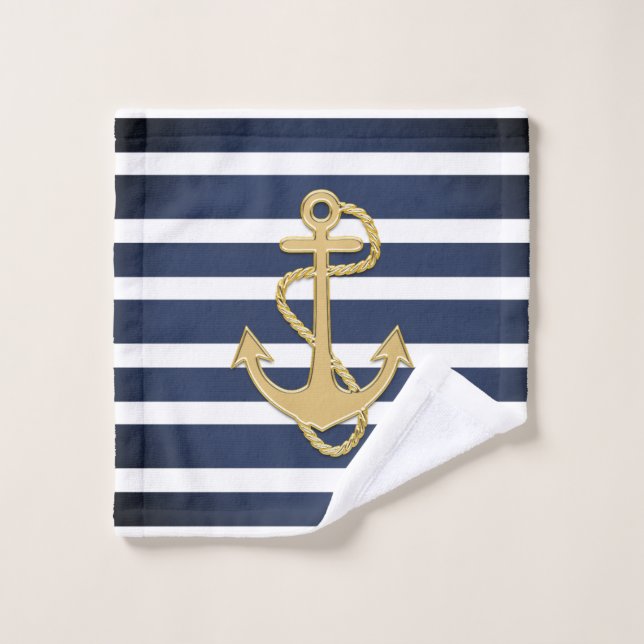 Bleu et Ancre Gold Nautique (Gant de toilette)