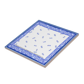 Bleu et blanc 2, petit (4,25" x 4,25") carreau de