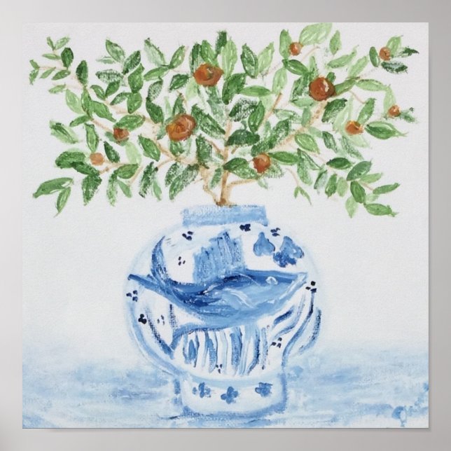 Bleu et blanc Ginger jarres Art Print Poster (Devant)