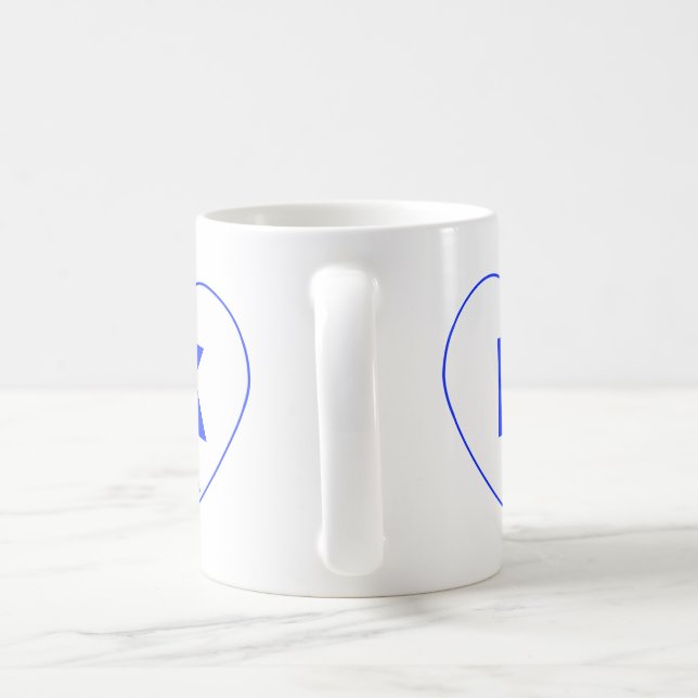 Bleu et blanc K-Heart Mug (Poignée)