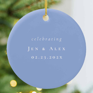 Bleu et blanc minimaliste Mariage ornement de Noël