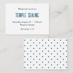 Bleu et blanc Polka Dot Temple Sealing Invitation