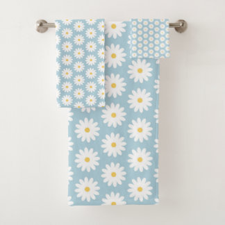 Bleu et blanc Retro Vintage Daisy Motif  