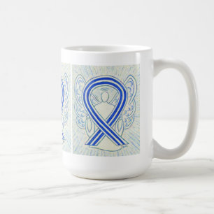 Bleu et Blanc Sensibilisation Ruban Angel Art Mug