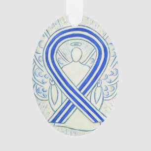 Bleu et blanc SLA Sensibilisation Ruban Angel Orne