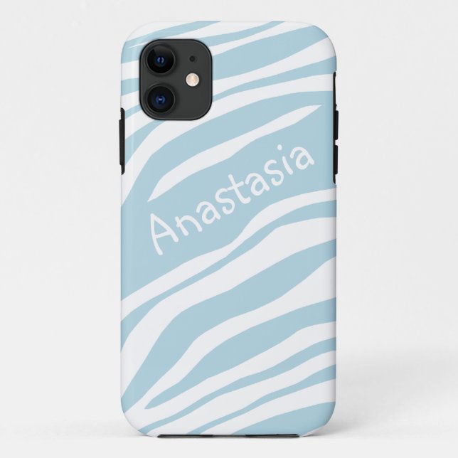 Bleu et blanc Zèbre Imprimer iPhone 5 Coque (Dos)