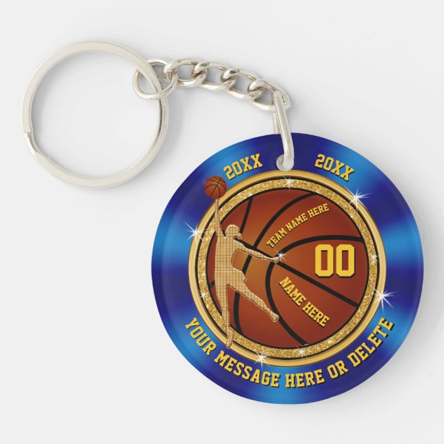 Bleu et cadeaux d'équipe de basket personnalisés (Devant)
