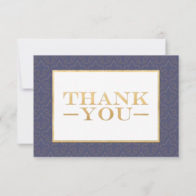 Bleu et cartes de Merci de Gold Fleur De Lis (Devant)
