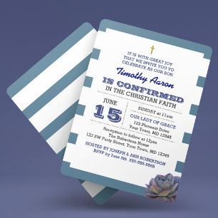 Bleu et confirmation Succulente Invitation