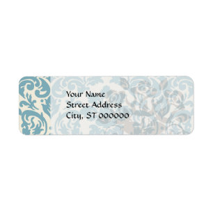 bleu et crème damassé fleuri motif