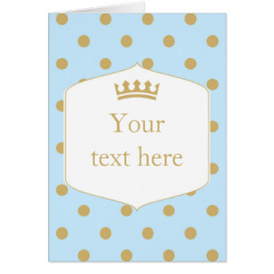 Bleu et Gold Dots Royal Crown Prince Carte de plia