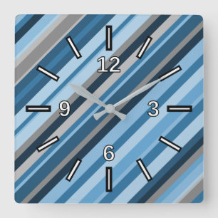 Bleu et Gris Carré Horloge