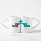 Bleu et gris Dachshund Couple Mug