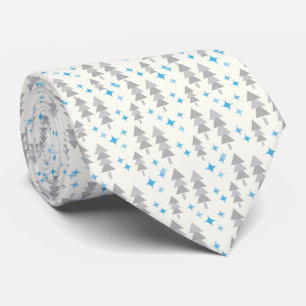 Bleu et gris Retro Forêt Arbres Cravate homme