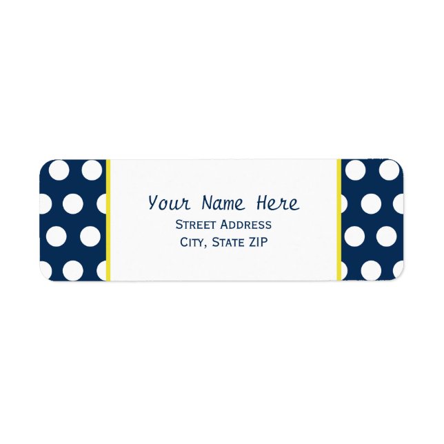 Bleu et Jaune avec Étiquette de adresse Pois (Devant)