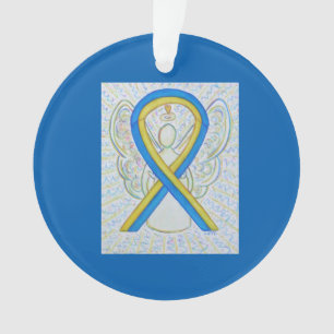 Bleu et Jaune Sensibilisation Ruban Angel Ornement
