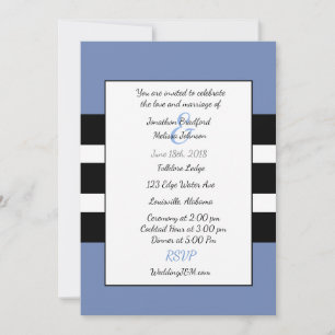 Bleu et Noir Moderne Grille Mariage Invitations